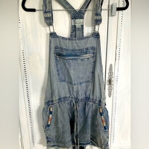 Denim Overalls Size Small By Vintage Havana embroidered pockets lightweight soft